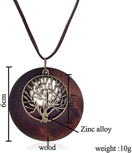 Adramata Pendleton 3pcs Pendentif Bois Vintage Femmes Chaîne Cuir Recycled