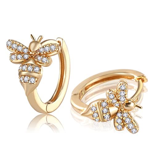 Richapex Boucles d'oreilles femme or 18 Carat Tendance Huggie Hoop Hypoallergénique pour Femmesbijoux avec Zirconium Cub — Abeille