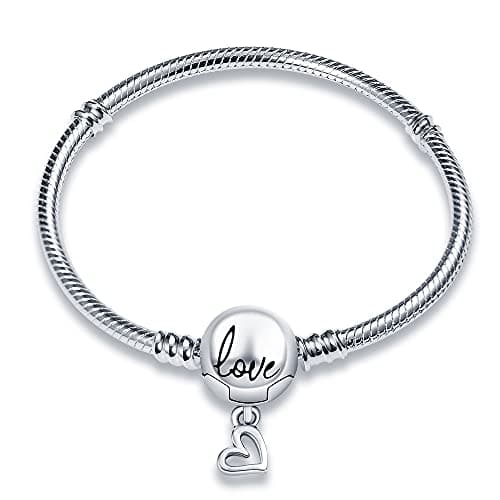 Bracelet en argent sterling 925 femme avec fermoir coeur Saint Valentin CMB051 — CMB066