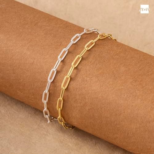 Amberta Bracelet Trombone en Argent Sterling 925 pour Femme | Bracelet Chaîne Massif | Accessoire pour Homme et Femme 18