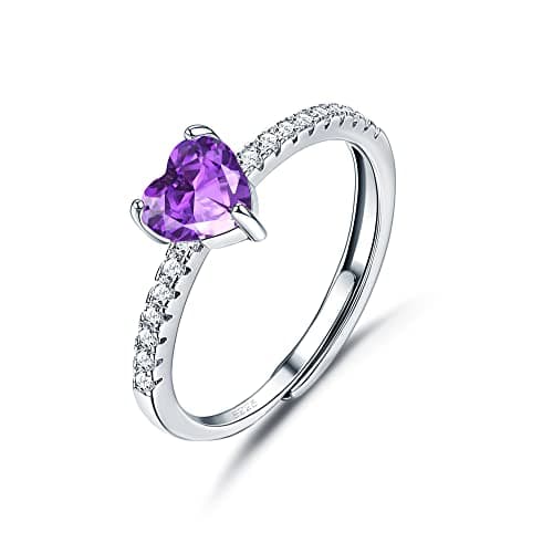 JeweBella Bague Femme Argent 925 Zirconium Élégant Coeur Reglable Amitié Fiançailles Mariage Alliance Anniversaire Bijou — C:violet