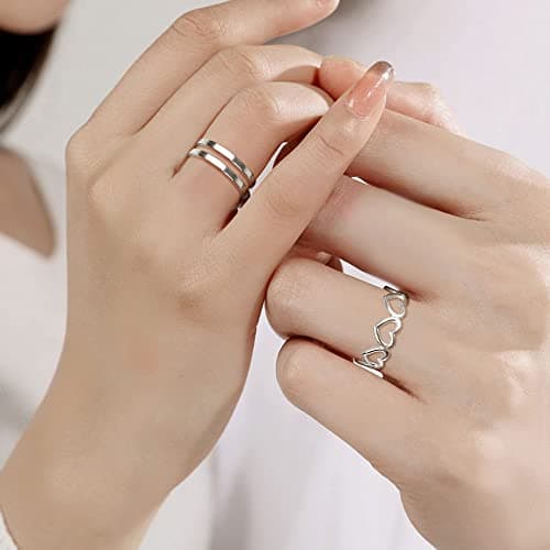 Adramata 12 Pcs Bague Femme Acier Inoxydable Réglable Vintage Recycled Empilable Argent/Or Ouvert Élégante pour Fille