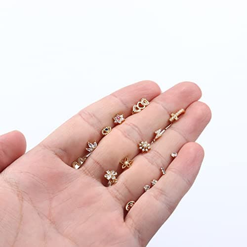 Adramata 15 Pcs Piercing Nez en Acier Chirurgical pour Femme et Homme - L/Vis en Forme de Serpent | Fleur Clous de Nez A