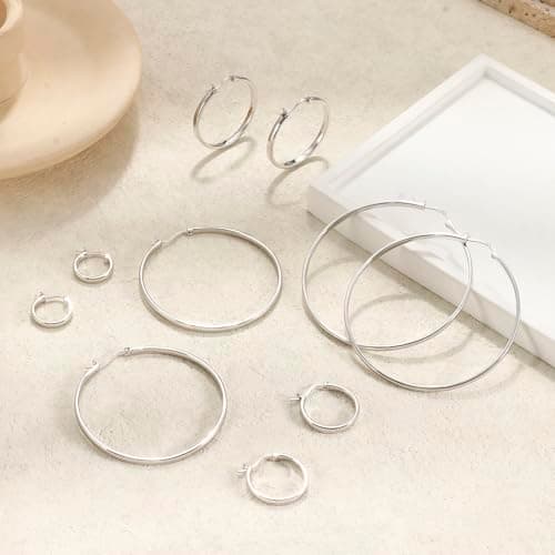 Adramata Boucles d'Oreilles Créoles Argent 14 Carats Plaquées Or Hypoallergéniques pour Femme et Homme  
Adramata Boucle