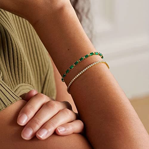 KissYan Bracelet en Or Galvanisé 14K Cubique Zirconia Femmes Accessoire Jouets Patron Classique Chic Événements Fête