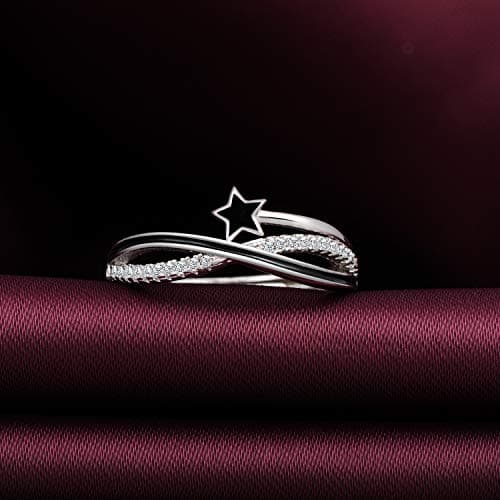 Bague femme fille Yumilok étoile filante argent 925, Zircon, taille ajustable