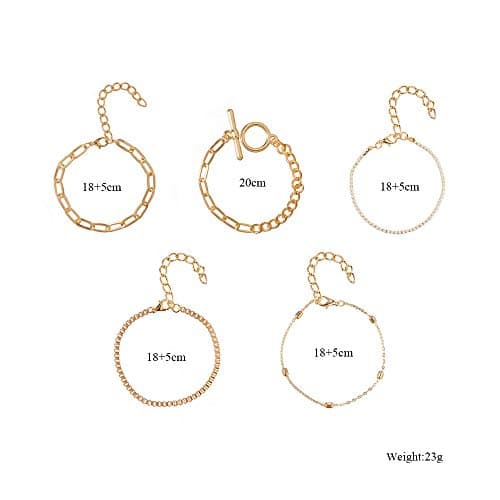 bracelets ShiQiao dorés pour femmes - Bohème glittering accessory - Lot de 5 bracelets cristal et métal