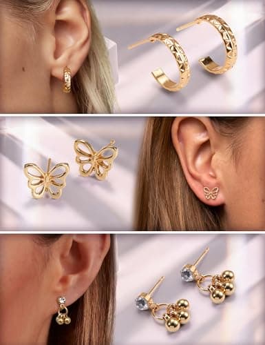 Adramata Longues Gland Boucles d'Oreilles Pendantes pour Femme Or Argent CZ Perle 90 Paires Lot Recycled Claim Standard