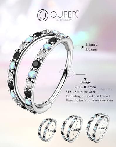 OUFER Anneaux de Piercage du Nez Polsés 20G Noeuds de Piercage 6/7/8mm Conch Hilux Tragéidas Daith Bagues de Cartilage C