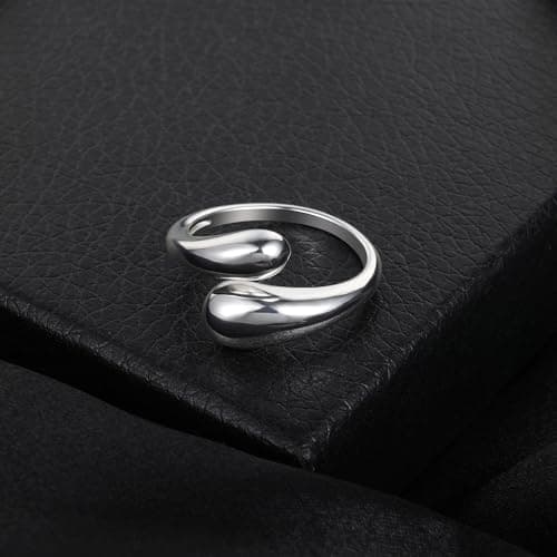 AlexCraft Bague Femme Or/Hypoallergéniques Épais Ajustable 14K Plaqué, Bague Empilables Goutte d'Eau Chunky pour Femme