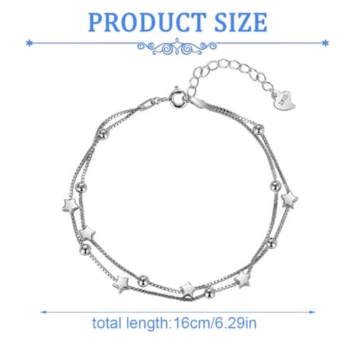 LuLiyLdJ Étoile Bracelets Argent Massif Meilleure D'amitié pour Femmes Cadeau d'Anniversaire_Reglable_1Piec