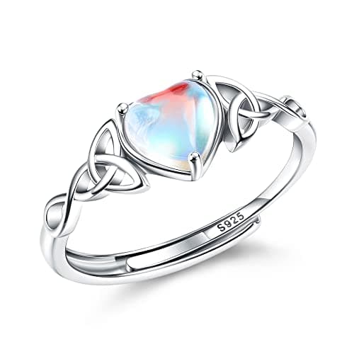 Milacolato Bague Triangle Celtique Pour Femme Adjustables Argent 925 Ovale Rond Coeur Zirconium Bague Bijoux Recyclée Ca