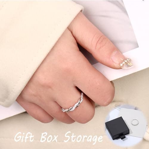 JeweBella Anneau Femme Argent 925 Reglable Eternité Zircone Cubique Fiançailles Mariage Bijoux Femme