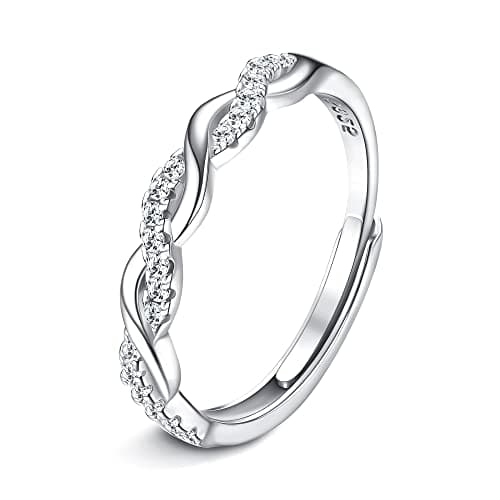 JeweBella Anneau Femme Argent 925 Reglable Eternité Zircone Cubique Fiançailles Mariage Bijoux Femme