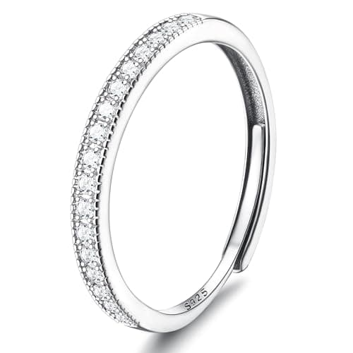 JeweBella Bijou Minimaliste Femme Argent 925 Bague Réglable Anneau Zircone Cubique Fiançailles Marriage Bijoux Femmes