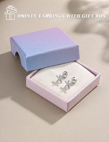 Adramata Boucles d'Oreilles Argent 925 Femme Hypoallergéniques pour Piercing Cartilage Hélix Usage Jour et Nuit Étoile N