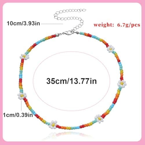 WUSJCOYF Collane Estive Donna Boho - Perline Colorate Regolabili, Girocolli Man mano Fatti per Feste e Ragazze Adolescen