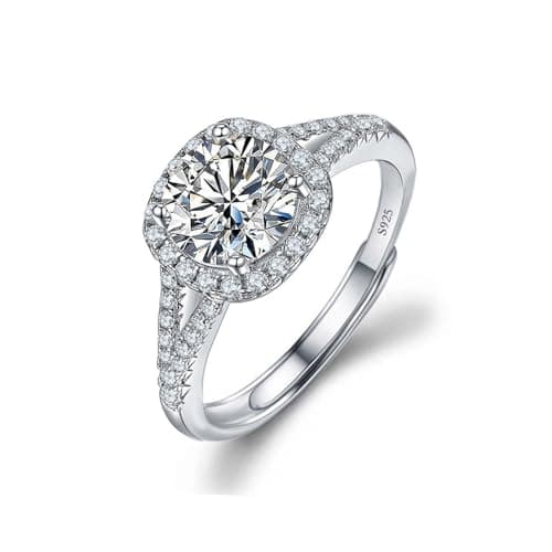 TOEECY Bague Femme Argent 925 Sterling Zircone Cubique Moissanite Épouse Anniversaire Fiançailles Promesse — Argent#2