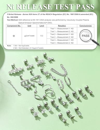Adramata Piercings Boucles d'Oreilles Femme Or Argent 18K Créoles Conch Cartilage Tragus