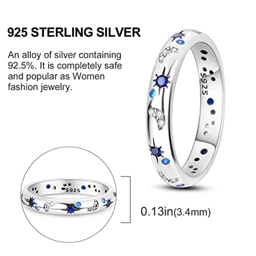 NARMO 925 argent sterling bijou lunaire étoile anneau mauvais oeil coloré zircone cubique femme vintage déclaration tail