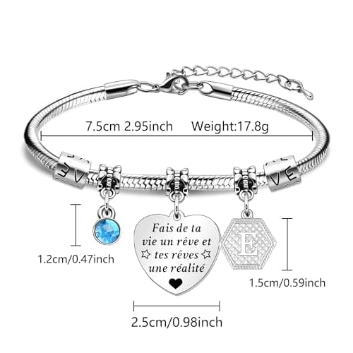Bague Bacaemo Personalisée 26 Lettres pour Femme Accessoire Inspirant Réconciliation Amie Cadeau