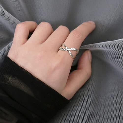 Adramata 12 Pcs Bague Femme Acier Inoxydable Réglable Vintage Recycled Empilable Argent/Or Ouvert Élégante pour Fille