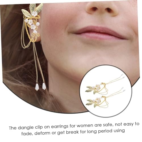 FOMIYES 2 pièces boucles oreilles avec clips pendants décoratifs pour femmes durables et élégants accessoires mode pour