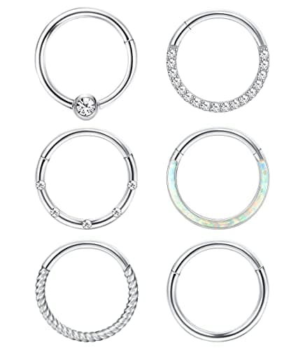 Adramata Anneaux de Nez en Acier Chirurgical pour Femme et Homme - Anneaux d'Or Argent Recycled Claim Standard 100 Pièce — 16G-8MM-Argent