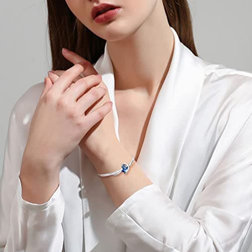 Papillon Bracelet Femme Plaqué Argent Cristal Bleu Cadeau Fête des Mères Femme