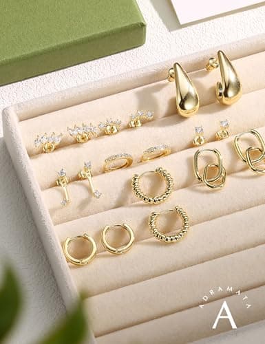 Adramata Or 14K Plaquées Boucles d'Oreilles Femme Créoles & Pendantes Helix Piercing|Rêve de Loup