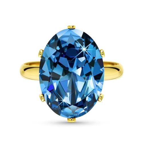 Linawe Bague Ajustable en Diamant Synthétique Moissanite pour Femme, Grande Bague en Cuivre en Trois Nuances d'Or, Or Ro — Or jaune,Mars