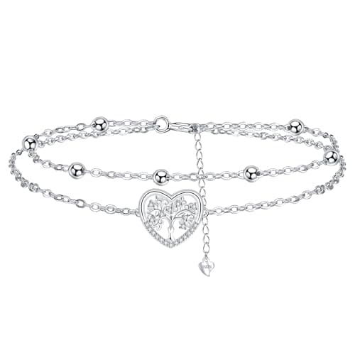 Bracelet Bijoux en Argent Sterling 925 Femme Soeur Mignon Cadeaux d'Anniversaire biedant un Design Élégant et Élancé;cha — argent-arbre de vie de cœur