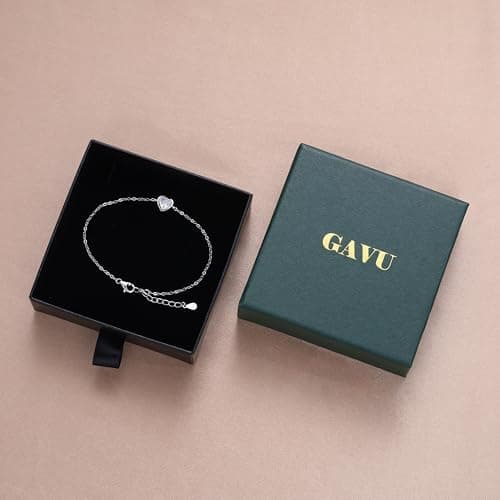 Bracelet Argent 925 GAVU pour Femme, Coeur avec Pierre Zirconia Cubique, Accessoire de Mode pour Femme, Taille Unique