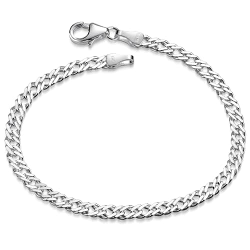 MATERIA by Matthias Wagner SA-136 Bracelet en argent 925 à double chaîne gourmette 3,9 mm pour femme