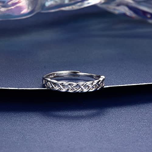 JeweBella Bague Femme Réglable en Argent 925 Eternité Noeud Celtique Anniversaire Anneau Femme Bijoux