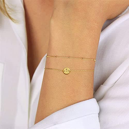 Jewlure Orifl Seam Josefunk: Bracelet Orifl Seam Femme 14K Or Noble Initial Émailé, 26 Lettres Rondes, Accessoire Offert