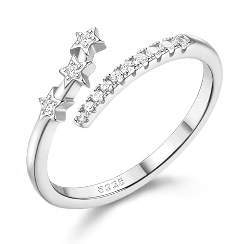 Bague Argent 925 Reglable Femme Étoile Empilables Cadeau Femme Recycled