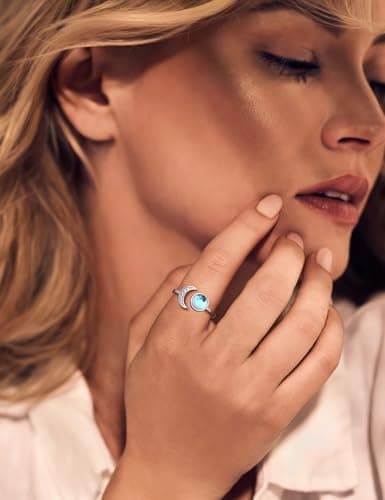 Adramata Bague Anti Stress 925 Sterling Silver Blanc Plaque 18 Carats pour Femme Spinner Ring réglable Anxiety Relief