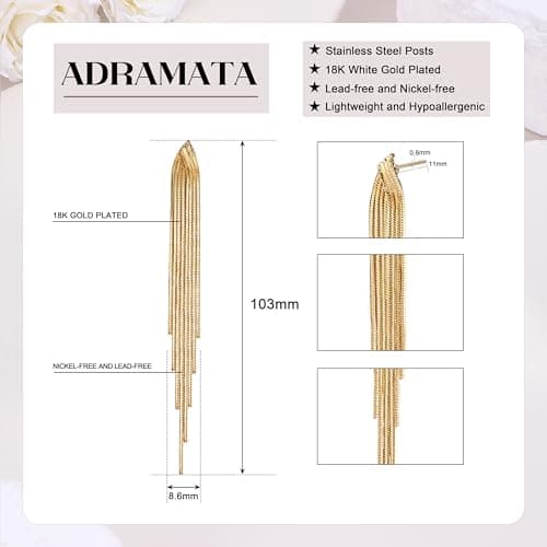 Adramata Boucles d'Oreilles Femme Or Hypoallergénique 18K Tige Acier Inoxydable Boucles d'Oreilles Femme Fantaisie Penda
