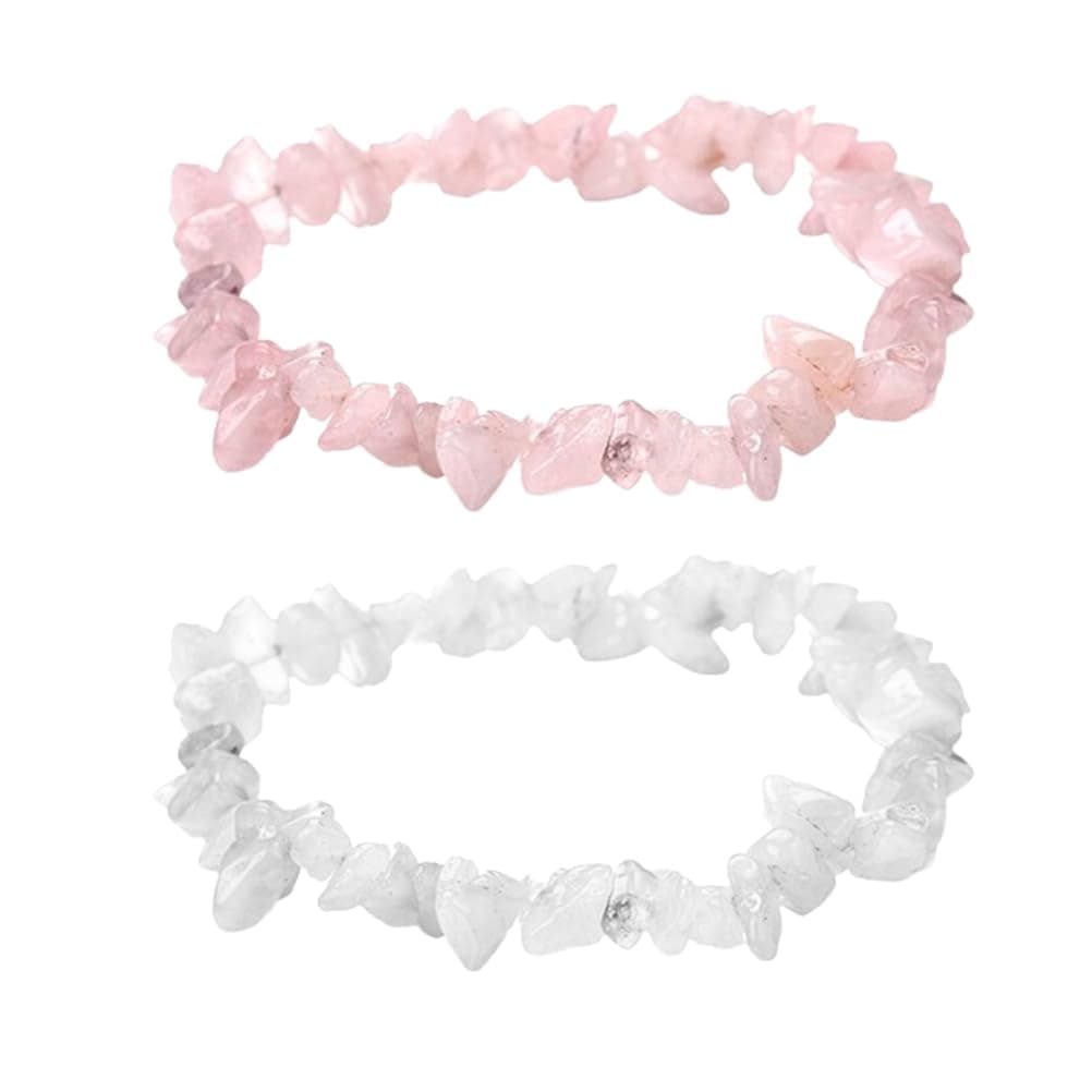 Bracelet Fc'Noqgn 2 pièces en cristal rose et blanc, bracelet extensible pour femme, bijou hip-hop (cristal rose/cristal