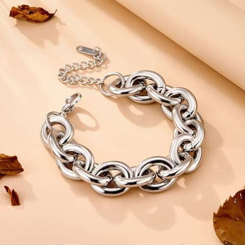 ALEXCRAFT Bracelet Argentée Femme Hypoallergénique, Épais et Hip Hop, Cadeau Idéal pour Femmes et Filles
ALEXCRAFT Brace