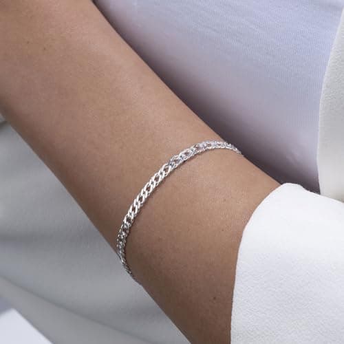 MATERIA by Matthias Wagner SA-136 Bracelet en argent 925 à double chaîne gourmette 3,9 mm pour femme