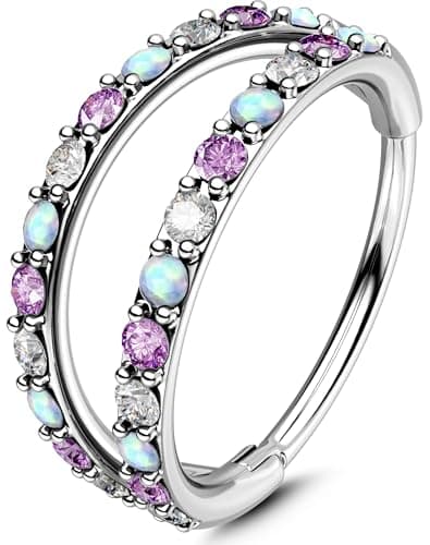 OUFER Anneaux de Piercage du Nez Polsés 20G Noeuds de Piercage 6/7/8mm Conch Hilux Tragéidas Daith Bagues de Cartilage C — Purple