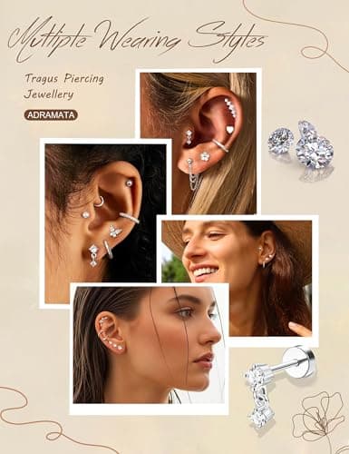 Adramata Acier Inoxydable Piercings Femme Plaquées Or Argent Conch Helix Tragus Daith Cartilage Boucle d'Oreille 23 Pcs