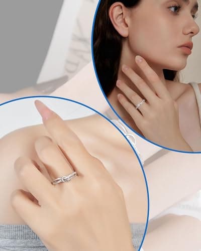 KGDUYC Bague Argent 925 Femme en Amour Noeud, Idéale pour Femmes, Bague Réglable Zircone Cubique, Bague de Fiançailles e