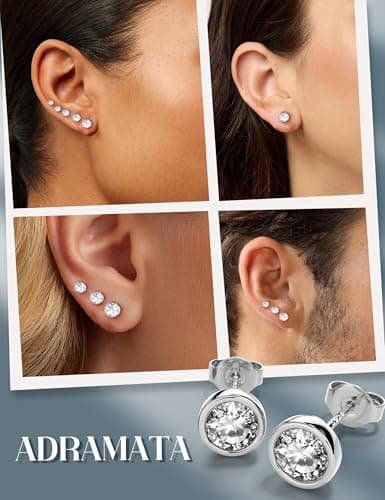 Adramata 5 Paires Boucles d'Oreille Hypoallergénique Argent 925 Femme Homme Piercing Oreille Brillant