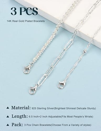Filigrane Milacolato Bracelet Argent 925 Plaqué Or 16 Carats Femme Bijoux Accessoires pour Femme Filles