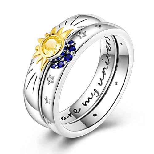 NARMO 925 argent sterling bijou lunaire étoile anneau mauvais oeil coloré zircone cubique femme vintage déclaration tail — Star River Universe