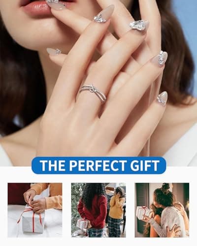 KGDUYC Bague Argent 925 Femme en Amour Noeud, Idéale pour Femmes, Bague Réglable Zircone Cubique, Bague de Fiançailles e
