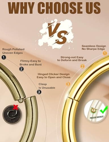 Adramata Piercing Nez Anneaux en Acier Chirurgical pour Homme et Femme Ortie Helix Or/Argent
Adramata Piercing Oreille C